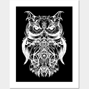 Owl in white Posters and Art